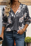 V Neck Floral Print Sweatshirt