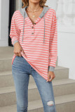 Stripes Splicing Drawstring Hoodie