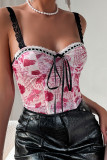 Printed Lace Pink Corset Top