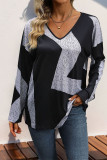 Colorblock Splicing Long Sleeves Top