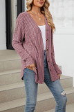 Ribbed Knitting Button Up V Neck Shirt