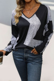 Colorblock Splicing Long Sleeves Top