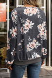 V Neck Floral Print Sweatshirt