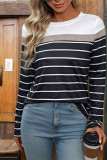 Stripes Colorblock Long Sleeves Top