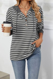 Stripes Splicing Drawstring Hoodie