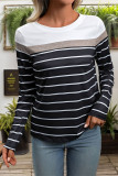 Stripes Colorblock Long Sleeves Top