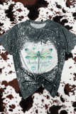 CozyMy Dragonfly Bleached Print Graphic Tee