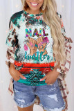 CozyMy Tie Dye Nail Hustler Bleached Print Graphic Tee