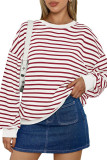 Crew Neck Oversized Stripes Sweatshirt