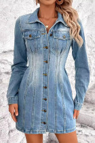 Button Up Distressed Denim Dress