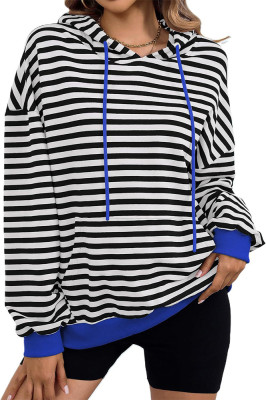 Stripes Kangaroo Pockets Hoodie Sweatshirt