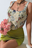 Floral Fishbone Corset Top
