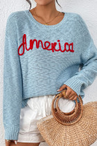 America Pattern Knitting Pullover Sweater