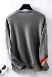Rainbow Pattern Knitting Pullover Sweater