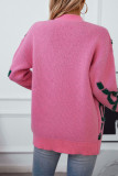 Letter Knitted Front Open Cardigan