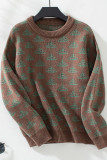 Crew Neck Jacquard Knitting Sweater