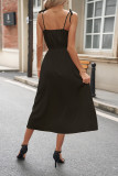 Satin Elastic Waist Spaghetti Dress