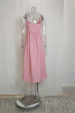 Ruffle Hem Plain Spaghetti Dress