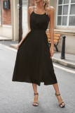 Satin Elastic Waist Spaghetti Dress