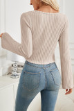 Ribbed Knitting Long Sleeves Top