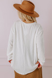 White Plus Size Ribbed Textured Long Sleeve T Shirt