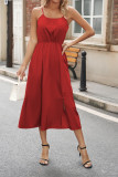Satin Elastic Waist Spaghetti Dress