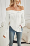 Off Shoulder Irregular Hem Knitting Top