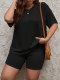 Dullimo Frenchy Plus Solid Drop Shoulder Tee & Biker Shorts