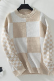 Checked Colorblock Knitting Sweater
