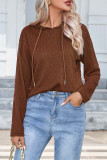 Drawstring Hooded Knitting Top
