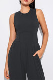 Plain Sleeveless One Piece Jumpsuit