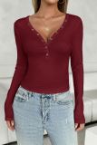 V Neck Slim Plain Top