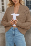 Bat Sleeves Eyelet Knitting Front Open Cardigan