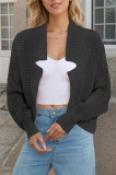 Bat Sleeves Eyelet Knitting Front Open Cardigan