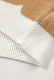 Khaki Big Flower Pattern Drop Shoulder Sweater