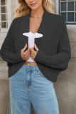 Bat Sleeves Eyelet Knitting Front Open Cardigan