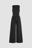 Plain Sleeveless One Piece Jumpsuit
