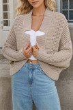 Bat Sleeves Eyelet Knitting Front Open Cardigan