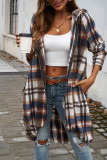 Hooded Zipper Plaid Shacket