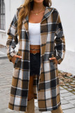 Hooded Plaid Long Coat