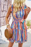 Sleeveless Ruffle Tie Waist Dress