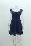 Square Neck Lace Sleeveless Dress