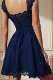 Square Neck Lace Sleeveless Dress