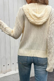 Cable Knit Hooded Zipper Cardigan