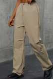 Khaki High Waist Straight Pants