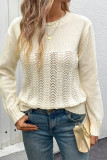 Apricot Eyelet Knitting Sweater