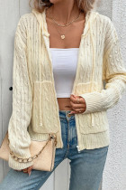 Cable Knit Hooded Zipper Cardigan