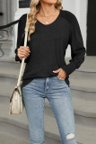 Plain V Neck Long Sleeves Top