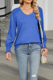 Plain V Neck Long Sleeves Top
