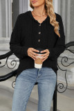 Drawstring Hooded Button Sweatshirt